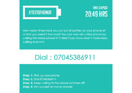 Huawei conducts live digital activity to showcase Honor’s battery life