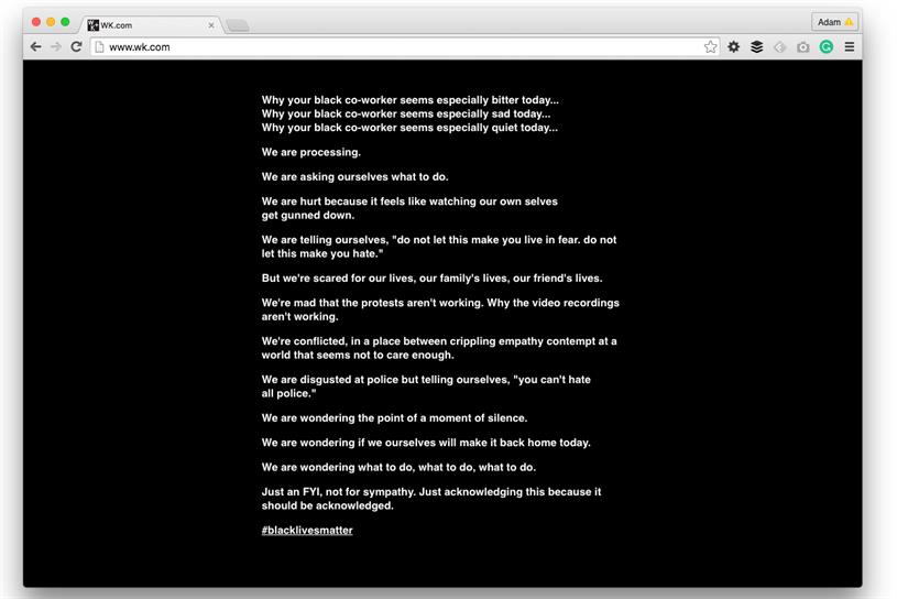 Wieden + Kennedy employee email sparks #BlackLivesMatter statement